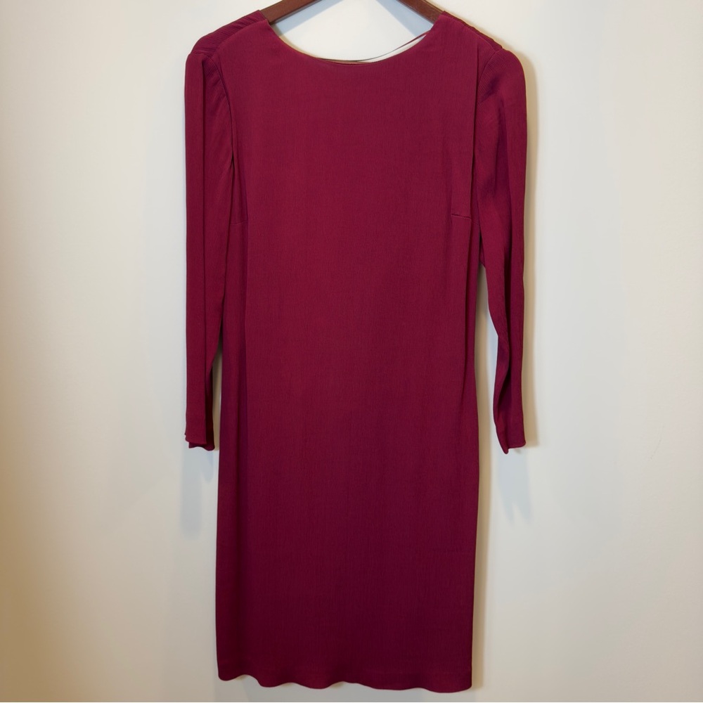 Massimo Dutti Women's Cocktail Long Burgundy Fuchsia Dress Size US 6 Long Sleeve